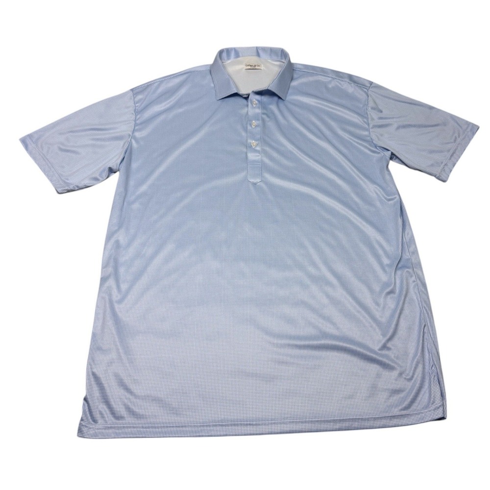 Collars & Co Polo Mens 3XL Blue Dress Collar Polo Micro Houndstooth Short Sleeve